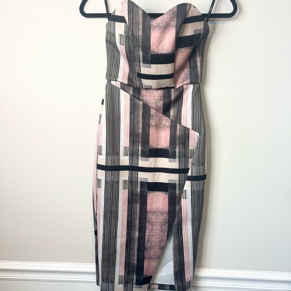 ASOS strapless multicolored midi stretch dress size 2 - Picture 5 of 10
